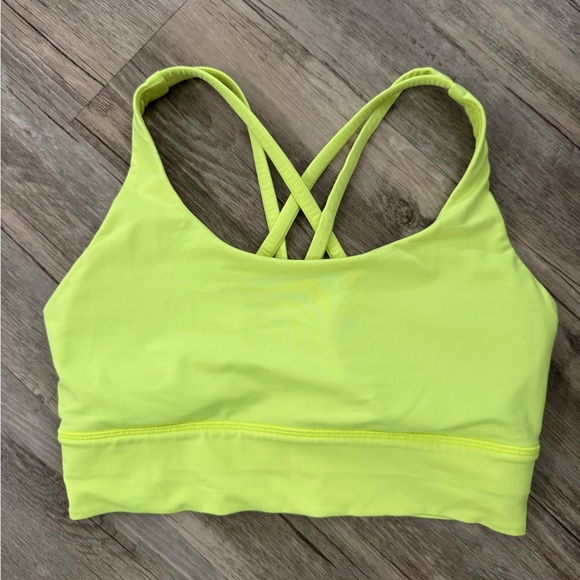Lululemon energy longline bra in electric highlighter yellow size 6 - Picture 2 of 3